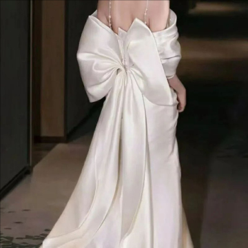 Μικρό Big Bow Satin Wedding Dress Cape
