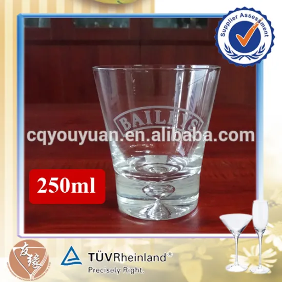air bubble round thick heavy bottom whiskey glass cup 250ml