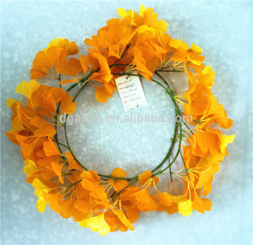 vertical garden wall hanging 240cm Long cheap make fake recycling plastic PE orange gingko vine artificial plant EMX10 3027