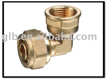 Brass compression fittings for PEX pipes, 90 degree elbow brass fitting