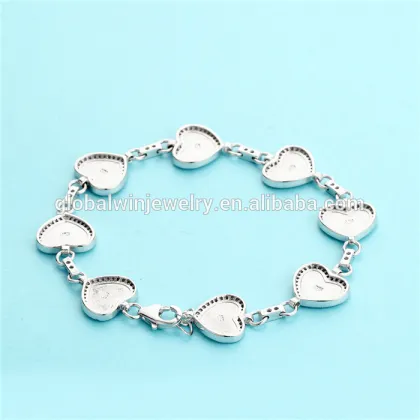 Romantic Heart Opal 925 Sterling Silver Bracelet Silver Charm Bracelet