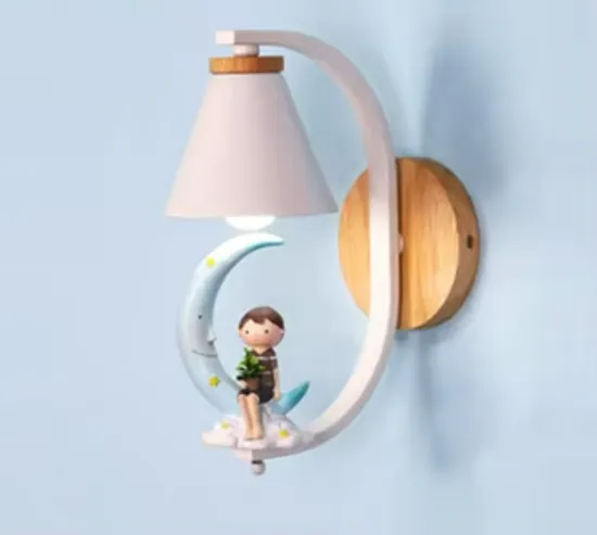 Moon Boy Cartoon LED Wall Lamp for Bedroom