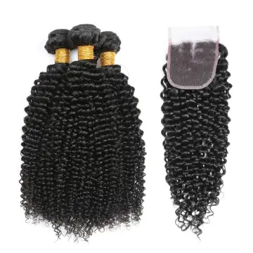 Afro kinky curly 3 bundles with closure peruvian human hair bundles with closure hair weave bundles with closure