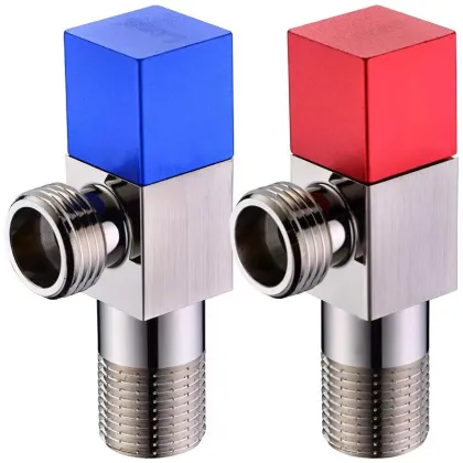 Cross-shaped silver polished stainless steel angle valve