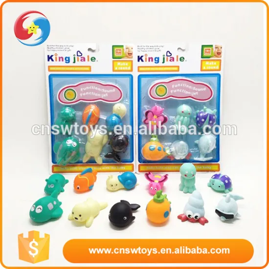 Floating 6pcs rubber fish octopus whale baby bath toys set