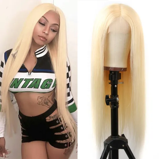 Wholesale 613 Human Hair Wigs Transparent Lace Brazilian Straight Human Hair Wigs Honey Blonde 13x1 Lace Front Wig
