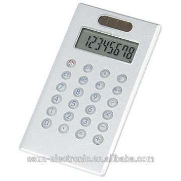 Solar power Cheapest super slim promotional aluminum casing digtial calculator office pocket calculator