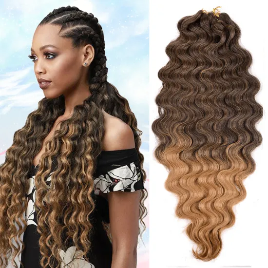 28inch Ocean Wave Crochet Hair Synthetic Soft Long Wavy Crochet Hair Extensions with Curly Ends Deep Ocean Wave Braiding Hair
