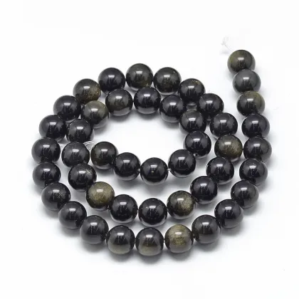 Pandahall 8mm Natural Golden Sheen Obsidian Round Beads