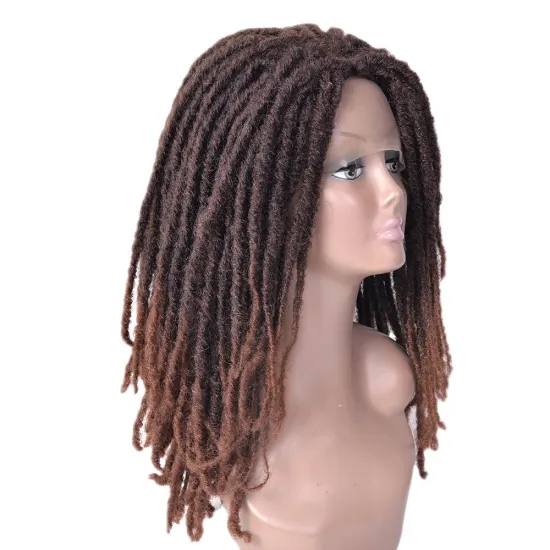 Manufacturer Supplier Synthetic Hair Wigs for Women Dreadlocks Braiding Hair Wig Faux Locs Crochet Braided Lace Frontal Wig