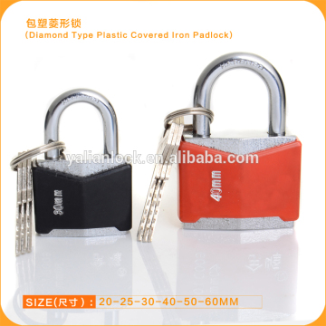 Diamond Type Customize Brand Plastic Covered Iron Padlock
