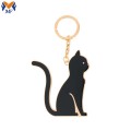 High quality metal black cat animal keychain