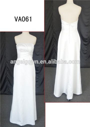 white satin wedding dress of strapless /backless wedding dress