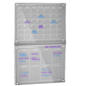 Customizable Bulk Transparent Calendar with Note Board, Removable and Easy-to-Erase Acrylic Magnetic Fridge Calendar