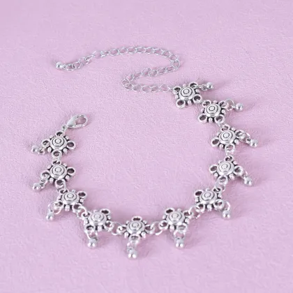 Wholesale Retro Silver Anklet Jewelry for 2024 Beach Vacations