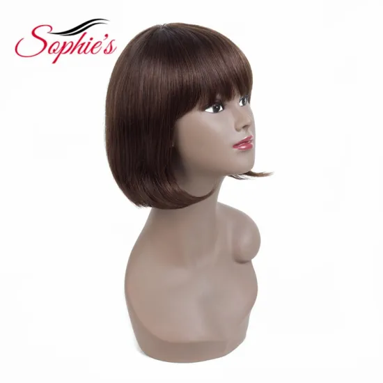 High Density 10" Bob Human Hair Wig With Neat Bang