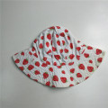 Baby Girl Algodão Poplin Strawberry Print Floppy Hat