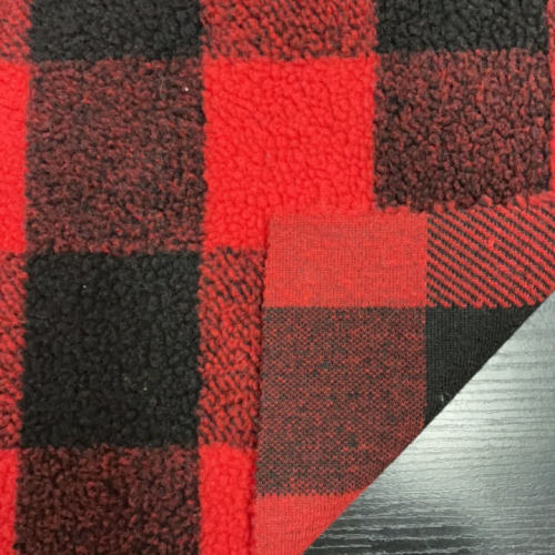 100%polyester sherpa fleece med checker jacquard tyg