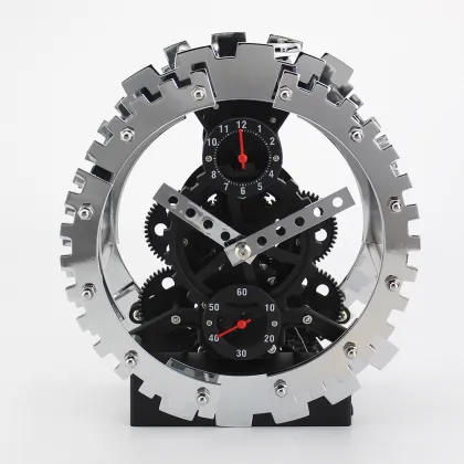 Sliver Alarm Gear Clock