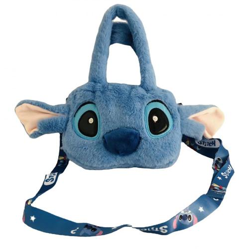 Bolso de hombro de palanca de peluche de puntada azul