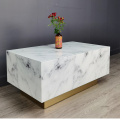 Table basse en verre blanc motif en marbre