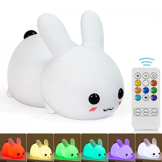 Rechargeable Silicone LED Lamp - Custom Rabbit Night Light for Kids