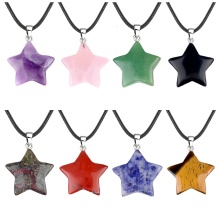 Gemstone 30mm Star Pendant Pendant Necklace 45cm Black Cord