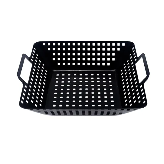 Non-Stick BBQ Grilling Topper Basket and Tray Set for Outdoor Cooking