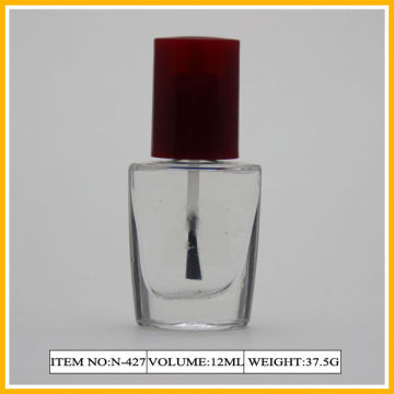 Flat Glass Nail Polish Containers , 12ml Frosted Bottle With Red Cap
