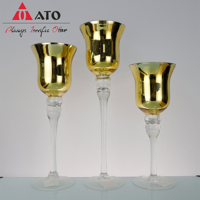 Velador de vidrio de soda de brillo de oro ATO