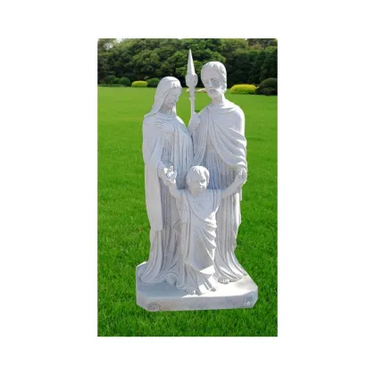 GMS020 White Granite Holy Family Marble Statue Religious Outdoor