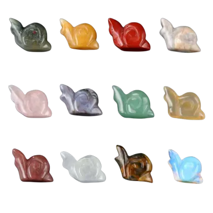 Gemstone Animal Snail Carving Charm Pendant 1.0 Inch Handmade Craved Crystal Snail Pendant