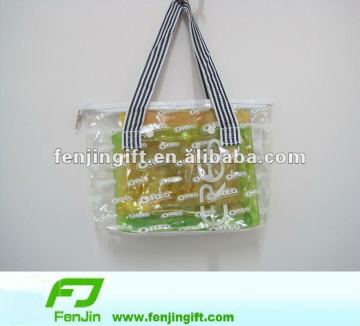 Promotional pvc shopping bag with webbing handle