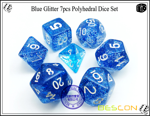 Assorted Colored Glitter 7pcs Polyhedral Dice Set-14