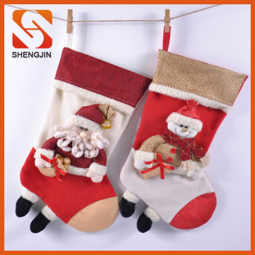 Santa snowman reindeer traditional Christmas stocking