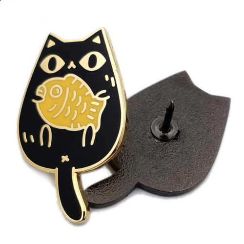 Custom gold plated cat brooches