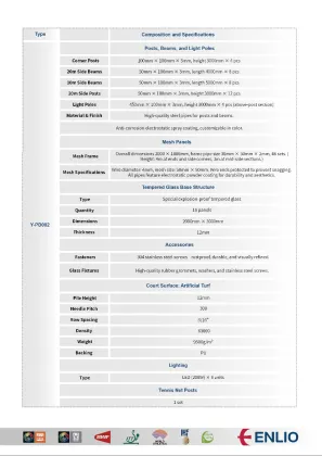 Enlio Tennis Court Equipment Paddle Court