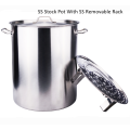 Stainless steel stockpot with riveted ss handles