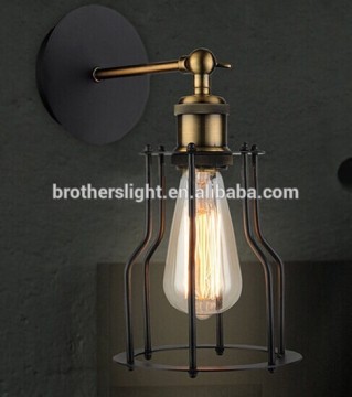 New Antique Wrought Iron Wall Light Edison Cage Type Loft Wall Lamp Steampunk Lights