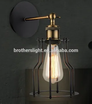 New Antique Wrought Iron Wall Light Edison Cage Type Loft Wall Lamp Steampunk Lights