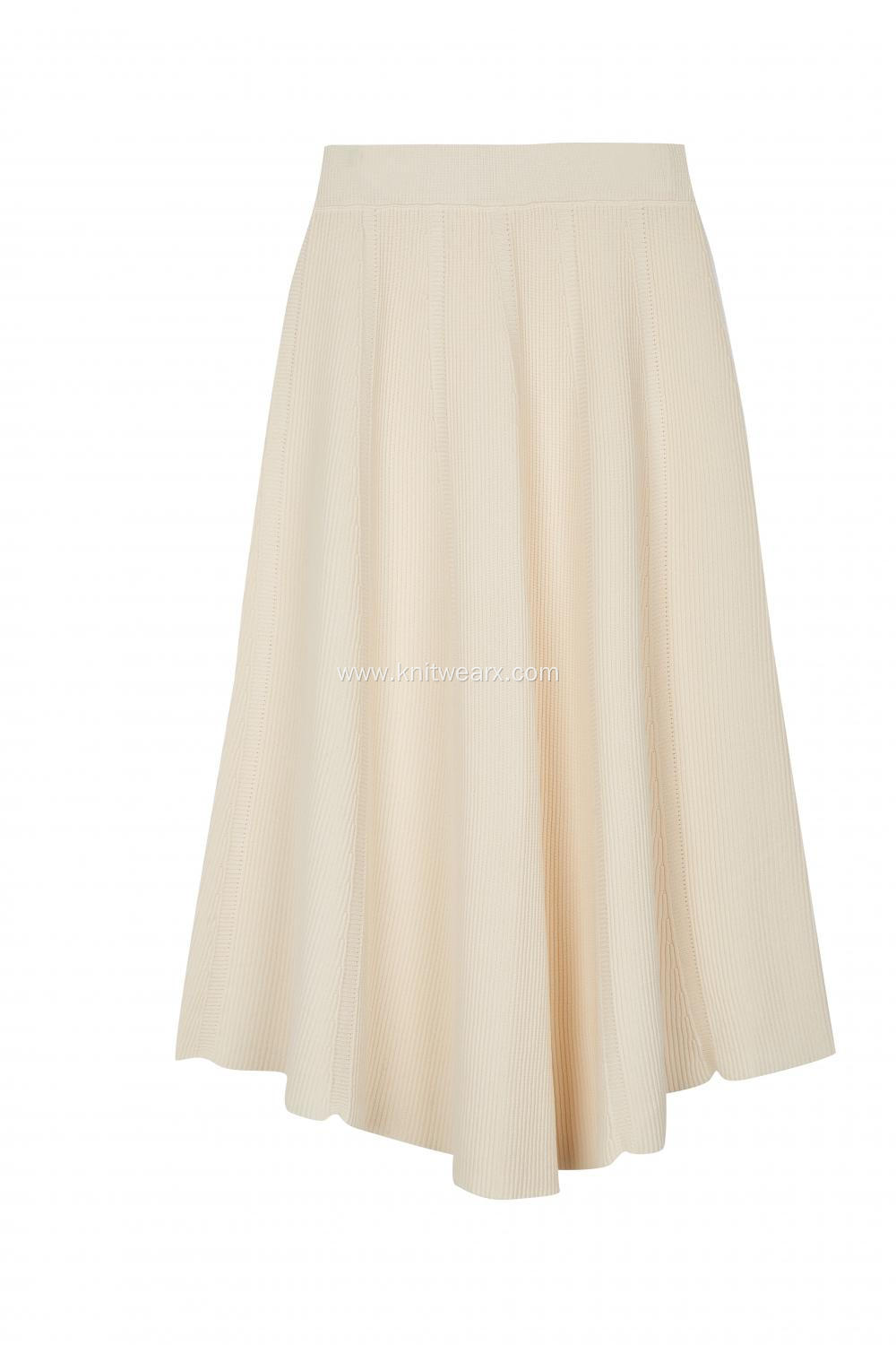 Women's Knitted Elastic Waist Pleated Wide Skirt