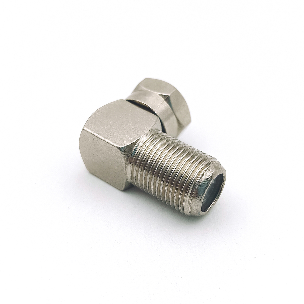 Right Angle Male to Female F-type Coaxial Adapter