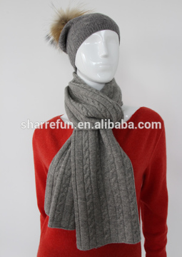 7gg cable knit 100%cashmere hat scarf set price