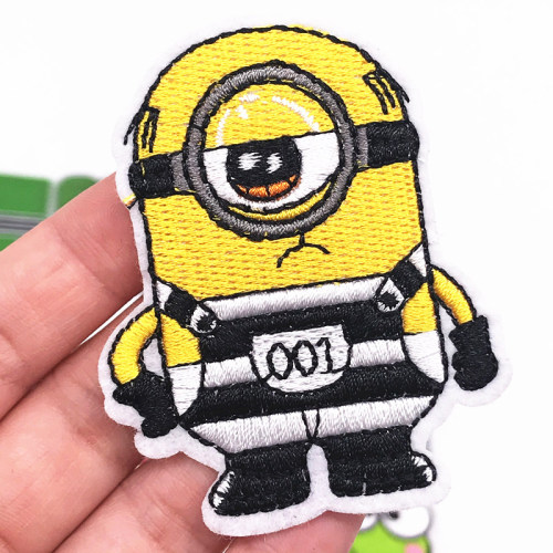 Dessin animé petit homme jaune patchs fer sur broderie