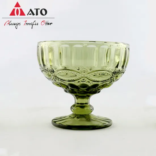 2024 Ice cream bowl embossed colored wholesale glassware