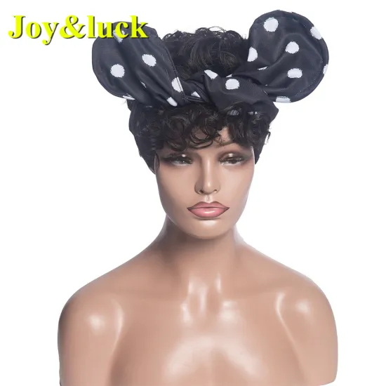 Wholesale Ladies Lair African Hairband Black Natural Kinky Curly Short Wig Headband Wig for Black Women Synthetic Hair Wigs