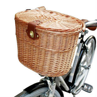 factory direct supply willow woven bicycle basket with lid