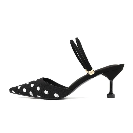 2021 dot printing design slim heel lady shoes