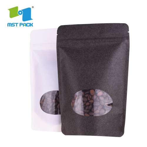 Stand Up Brown Kraft Paper bag for coffee