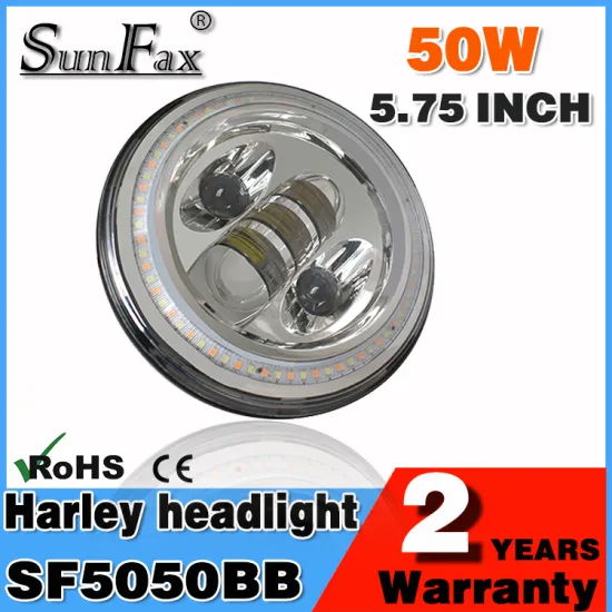 SUNFAX Motorcycle Parts Silver Harley 5.75'' 50w Led Headlight, Jeep Wrangler C REE fog light With Angle Eye